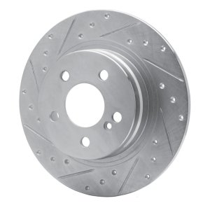 Mercedes-Benz C300 Brake Rotor (1) - Rear Left - R1 Concepts - Drilled & Slotted - Silver - `08-`15
